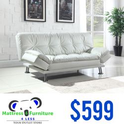 Dilleston Upholstered Tufted Convertible Sofa Bed White