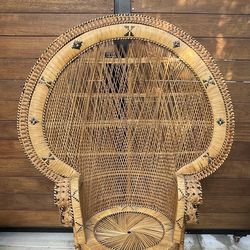 1970s Emmanuelle Style Peacock Chair Woven Rattan Wicker