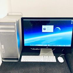 Apple Mac Pro Tower 5,1 Mid 2010 A1289 16GB 121GB Flash + 3TB Quad-Core (4 Cores) 2.8GHz With 27in. Apple Cinema Display Monitor & Apple Wired Keyboar