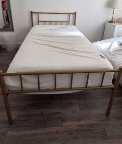 Gold Metal Bed Frame with Mattress