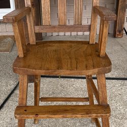 Vintage Solid Wood dolls or child's High Chair forwith Footrest restore or use as accent piece.