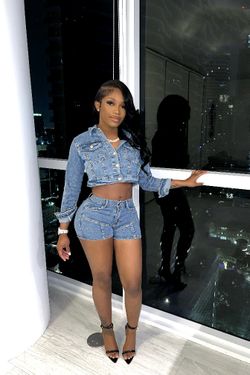 Denim two-piece set