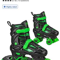 NEW ROLLER DERBY GREEN WIRE KIDS ADJUSTABLE SKATES