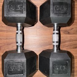 50 lb Dumbbells Pair 100 lb Total Free Weight Strength Training
