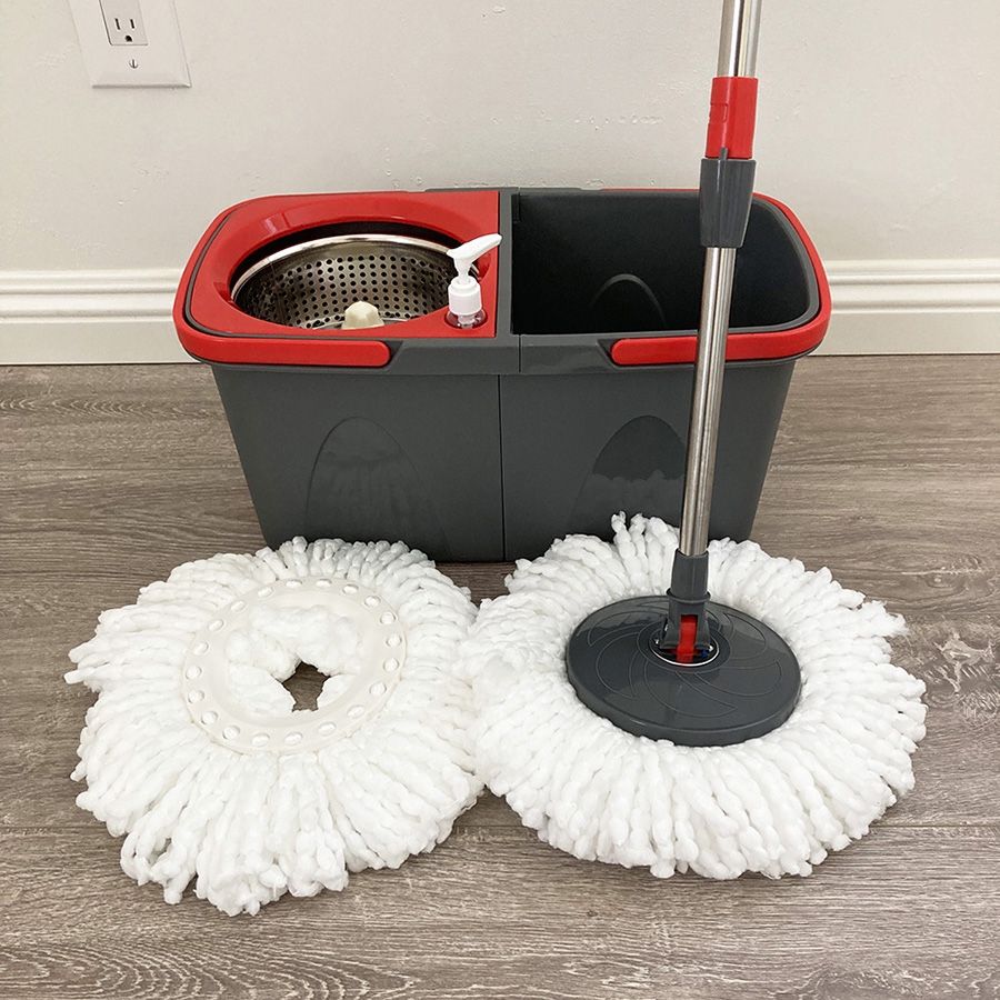 (New) $20 Spin Mop System with 2pcs Replacement Microfiber mops