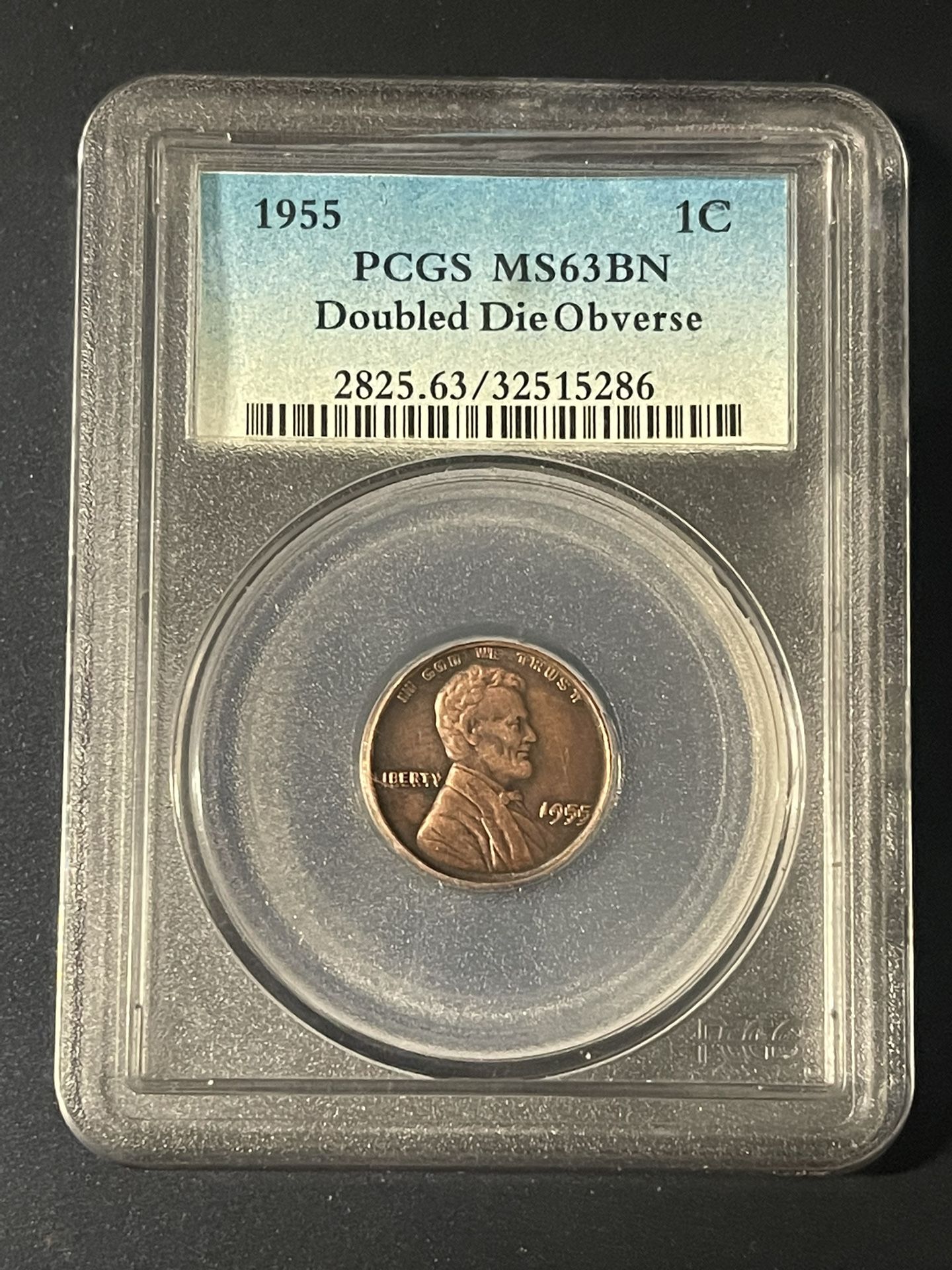 1955 Double Die Wheat Cent Pcgs Graded Ms 63 Bn