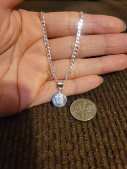 Women's 925 Sterling Silver Necklace w/ Virgin Mary Charm 18"/20" Available $86 ea. Plata 925 Cadena & Dije Virgen Guadalupe Para Dama 18"/20" $86 c/u