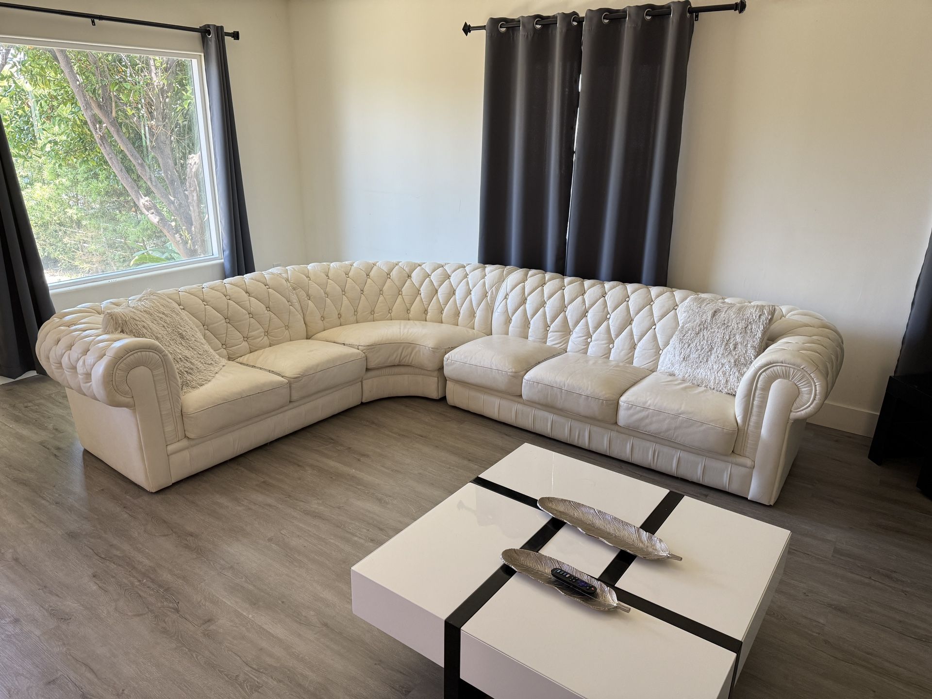 White Leather Sectional Couch
