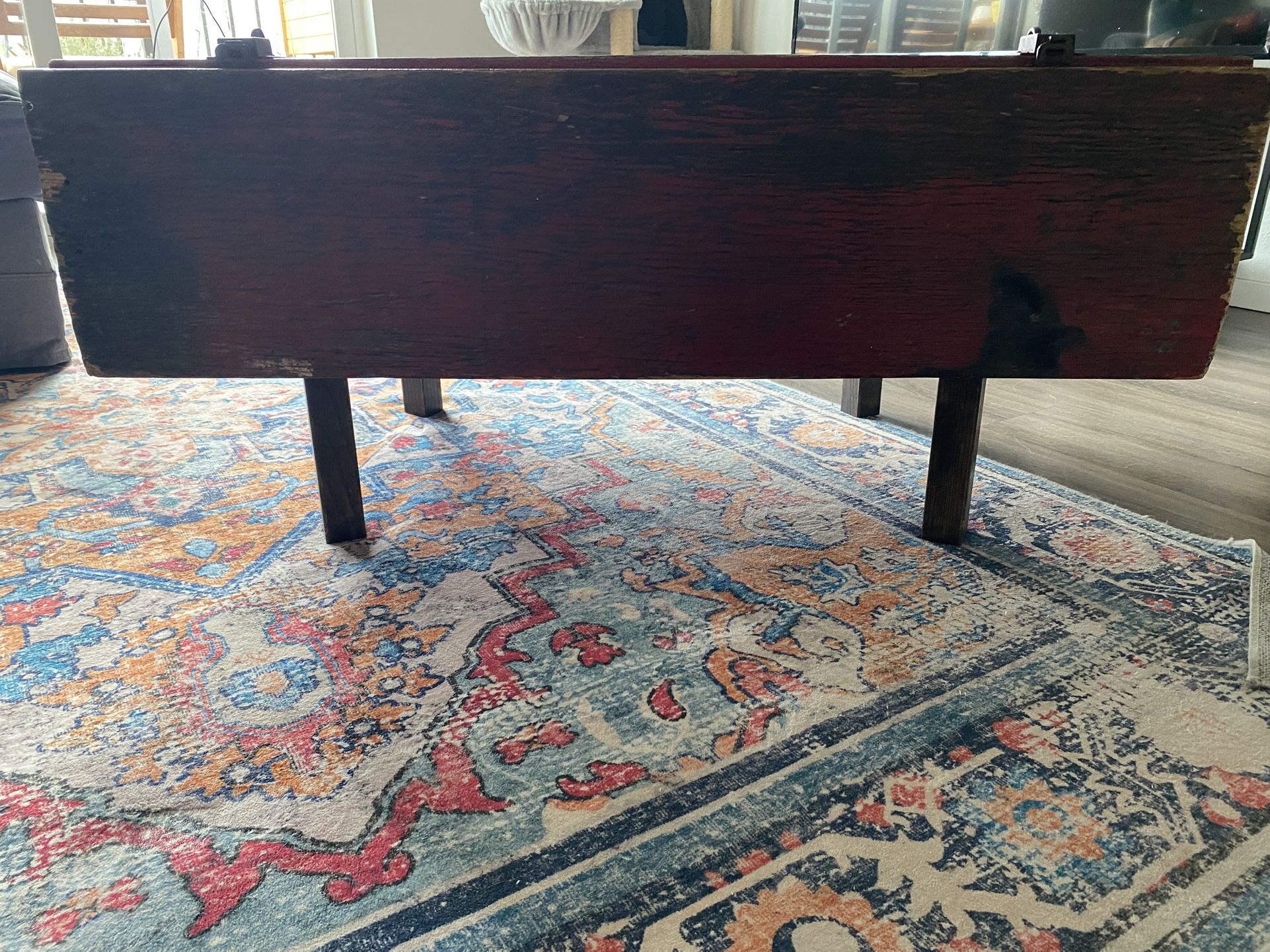 Vintage Red Wood Storage Trunk / Coffee Table – $175 (Sumner, WA)