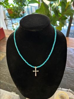 Blue Dream Turquoise SS Cross Necklace