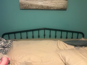 King Gray metal bed frame with box spring