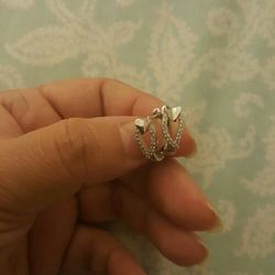 Real silver Zircon diamond Hoop Earrings 