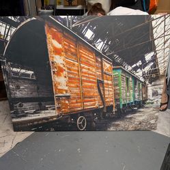 60"x45" Train Yard Print on Canvas