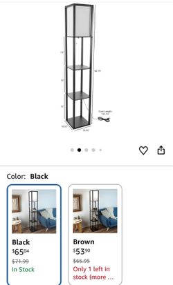 Floor Lamp with 3 Shelves black