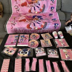 Pink sonic birthday party supplies