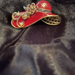 NWOT Avon Red Hat Rhinestone Hat In Original Box 