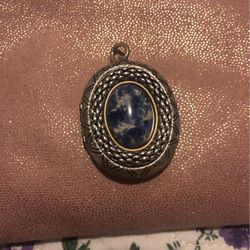 Big Locked Pendant Real Stone Silver turquoise stone