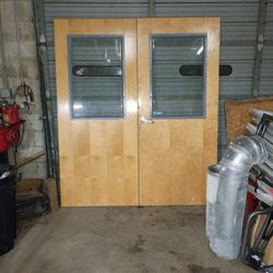 Industrial Double Doors. No Hold Henges 