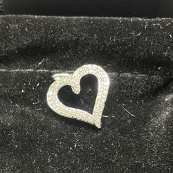 Macys Diamond Heart 14k White Gold Pendant