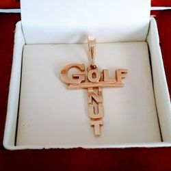 Gold Plated Golf Nut NECKLACE Charm