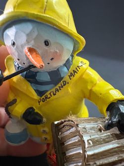 Vintage Portland Maine Lobster Fisherman Snowman Christmas Ornament OMP 3.5"