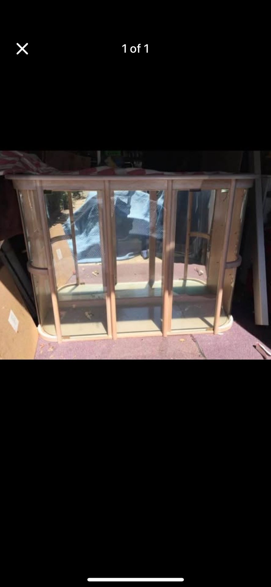 Wood And Glass Cabinet ,, Lights up ,, FREE