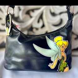 Disney Tinker Bell Black Small Hobo Bag with Carabiner Accessory