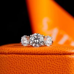 3 Diamond Ring 2 Carat +1 Carat +1 Carat Size 9 Moissanite platinum finished rings 90% off retail