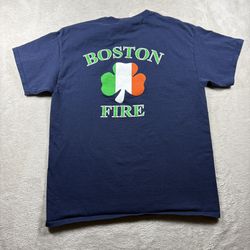 Boston Fire Department Fire Fighter Irish Clover  Men’s L Blue T-shirt#3146