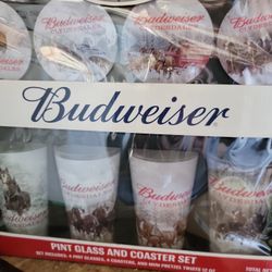 Budweiser Pint Glass And Coaster Set