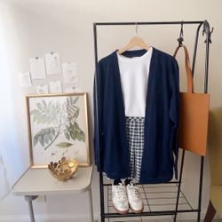 New,100% Cotton Navy Blue Cardigan