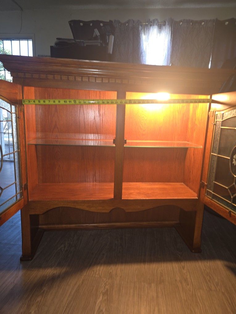 Poundex Vintage China Cabinet, Top Shelf With Glass Doors