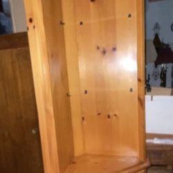 Beautiful Solid Wood Vintage Tall Corner Unit With Light 