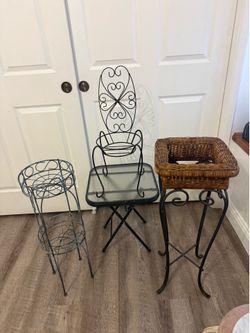 Plant holders and small table