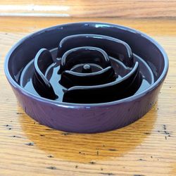 Le Tauci Dog Ceramic Dark Purple Slow Feeding Food Water Bowl Dish 8"