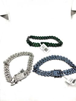 3 INVICTA Iced Out Cuban Link Bracelets