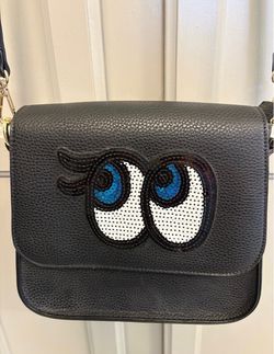 Whimsical Sequin Black Eye Crossbody Bag