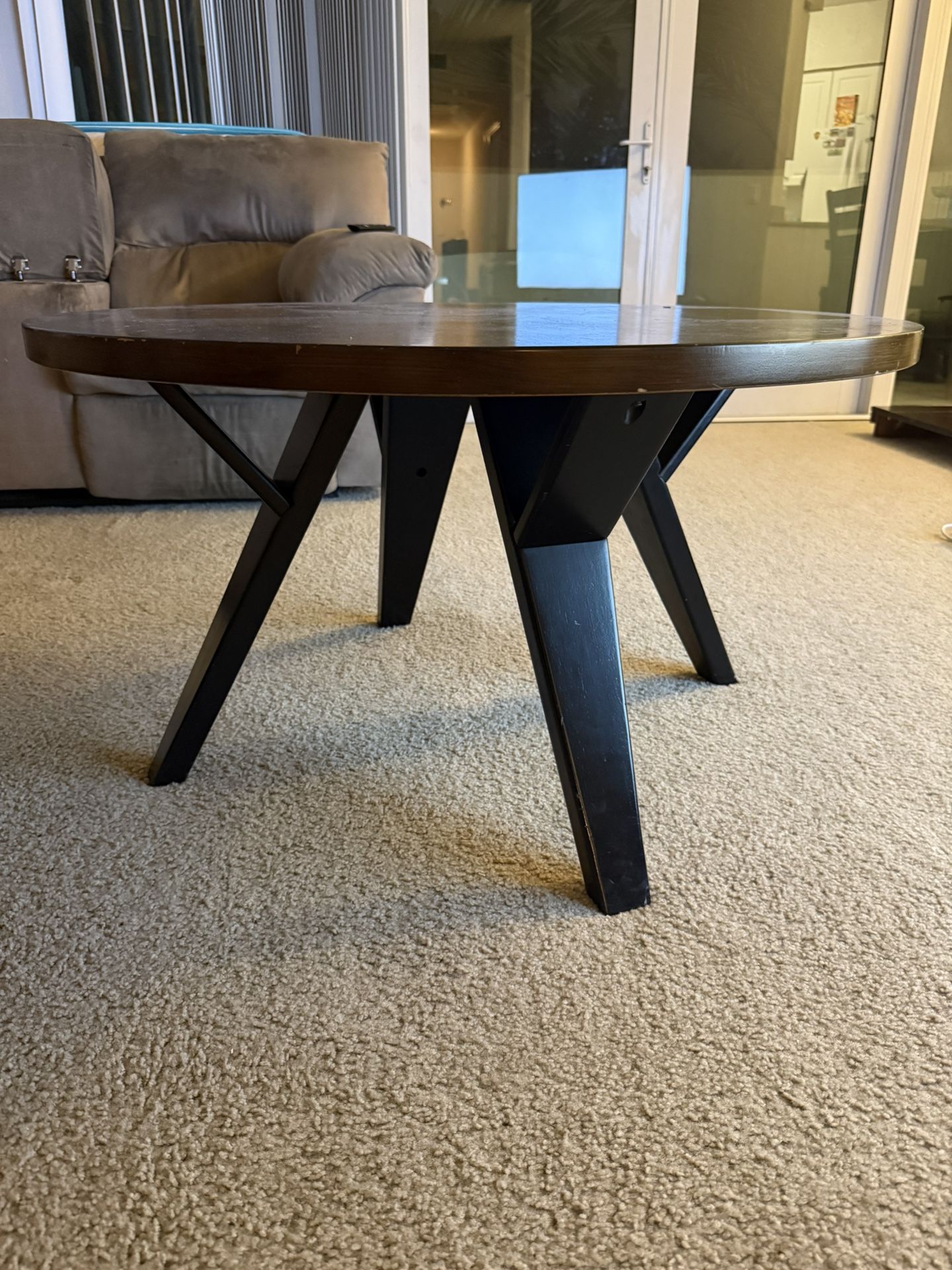 Round Coffee Table, Sturdy Angled Legs