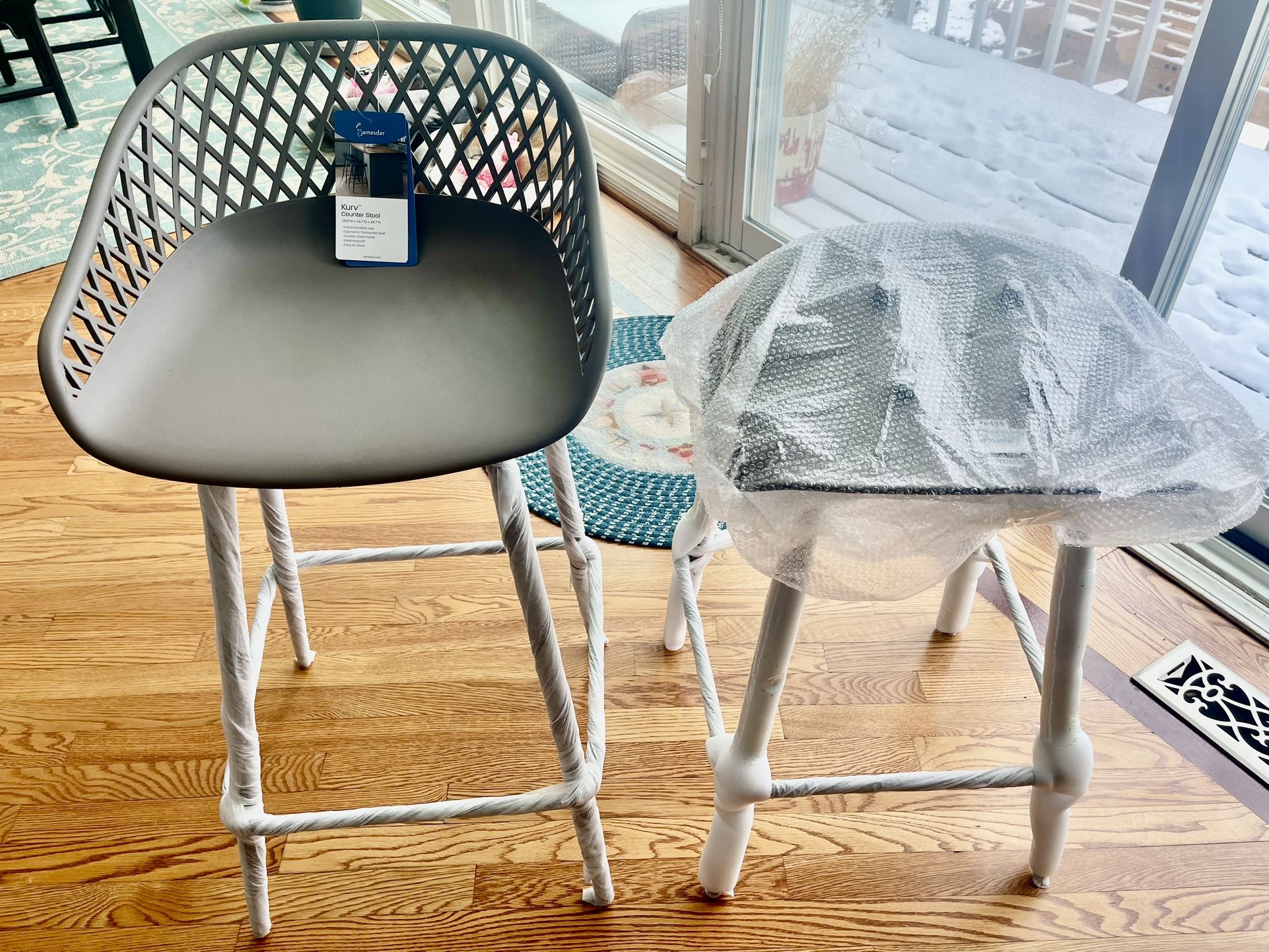 New - Kurv Counter stools (2) - Warm grey