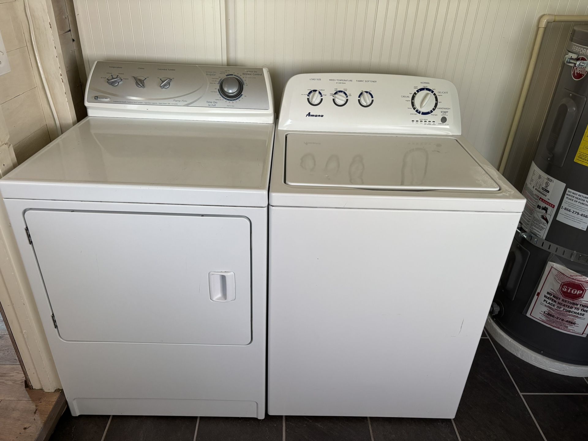 Whirlpool + Amana Washer Dryer Set – $130– Works Great!