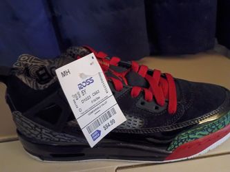 TAG STILL ATTACHED NEVER WORN Jordan Spizike Black Red Green Elephant Print Size 5