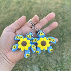 3d Printed Turtle Sun Flower Keychains 
