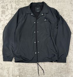Rvca Button Up Navy Blue Windbreaker Jacket Mens Size Large