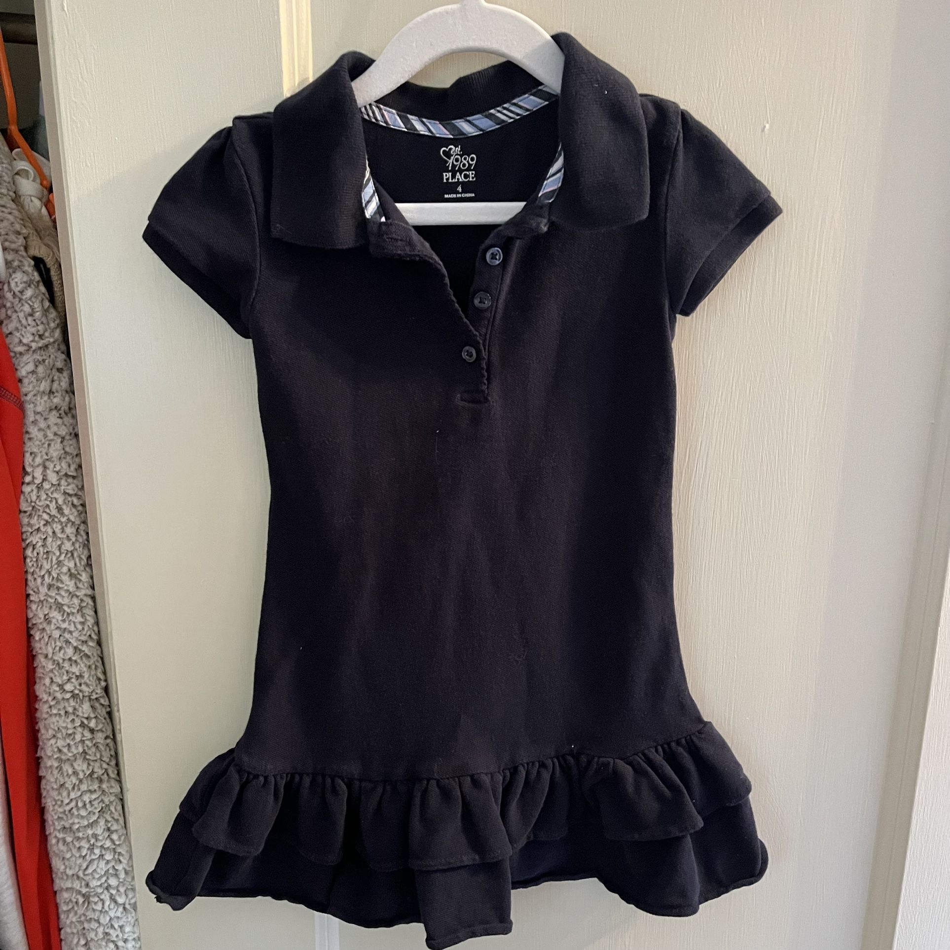Children’s Place Navy Collared Ruffle Bottom Toddler 4T Girls Dress