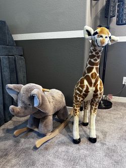 Set of Plush Giraffe and Elephant Rocker Originally $250