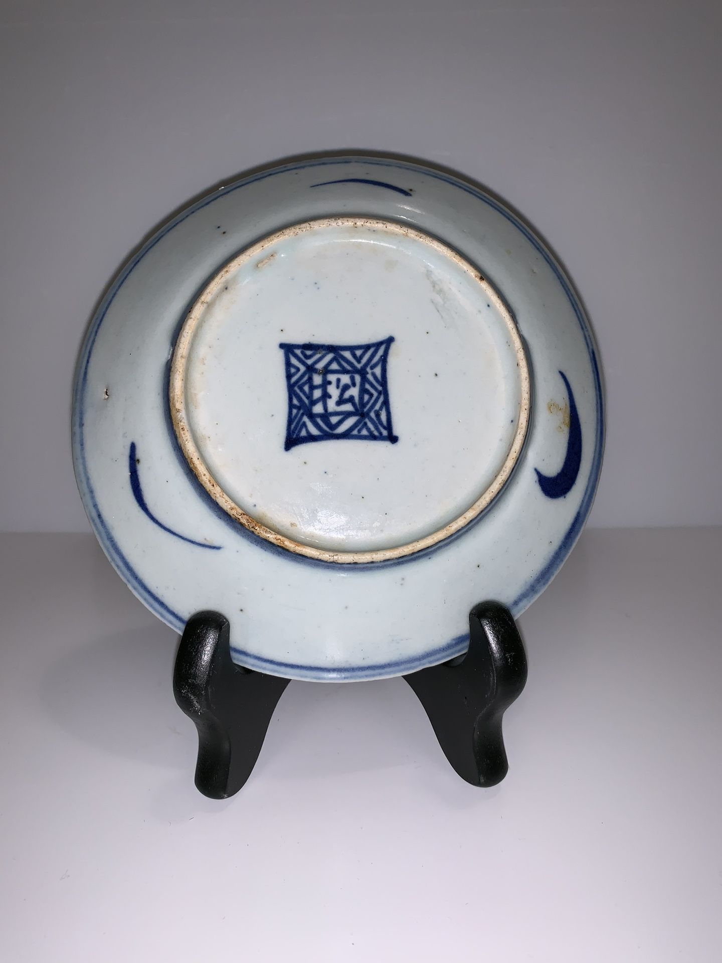 Antique Blue And White Small Porcelain Saucer 