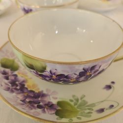Rare Antique Hand Painted Nippon Teacups and Saucers