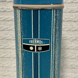 Vintage Blue & Black Striped THERMOS 1970s