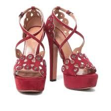 Alaia Eyelet Scalloped Suede Platform Sandals