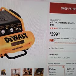 DeWalt 4.5 Gal Portable Elec. Air Compressor